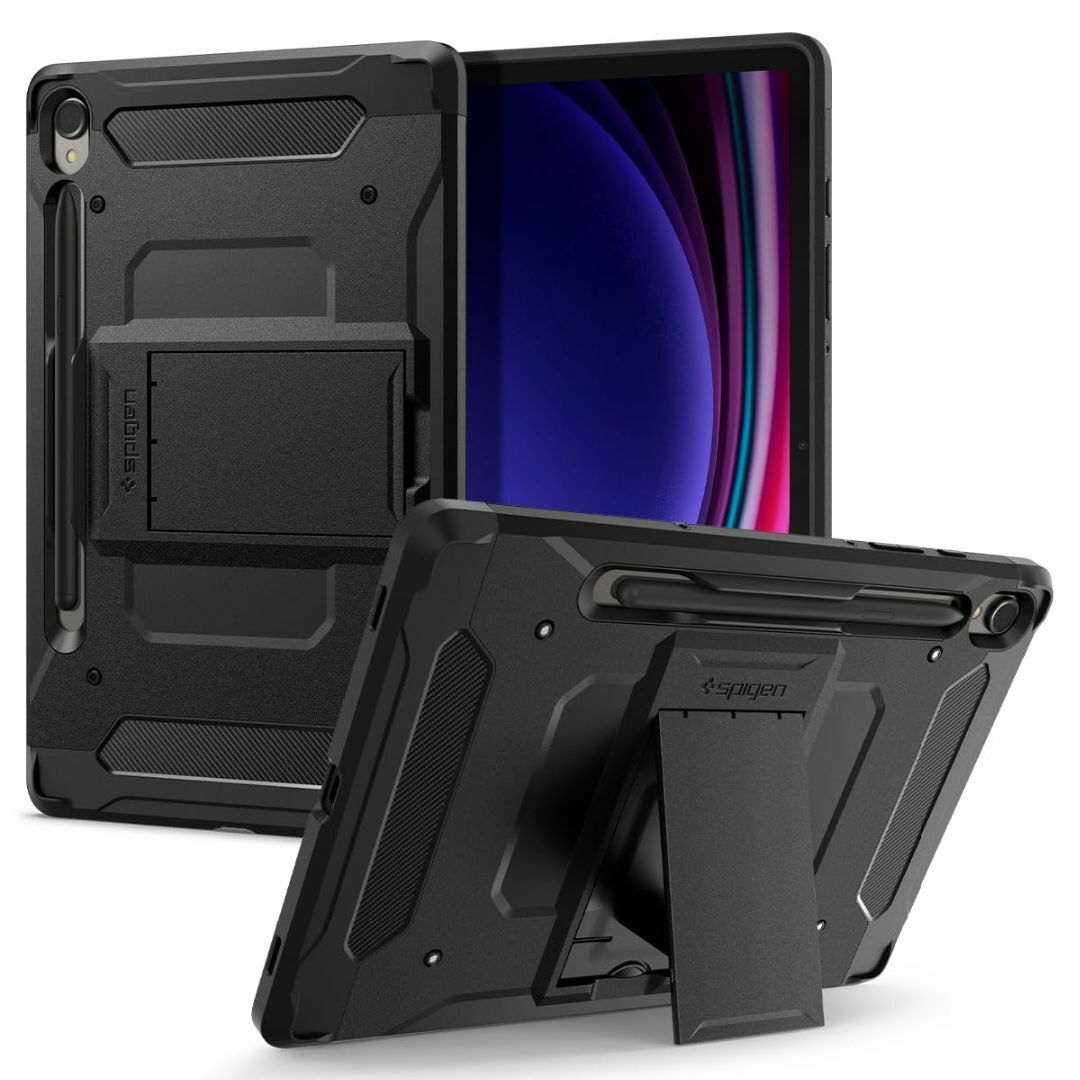 【色: ブラック】Spigen Galaxy Tab S9 ケース 衝撃吸収 耐