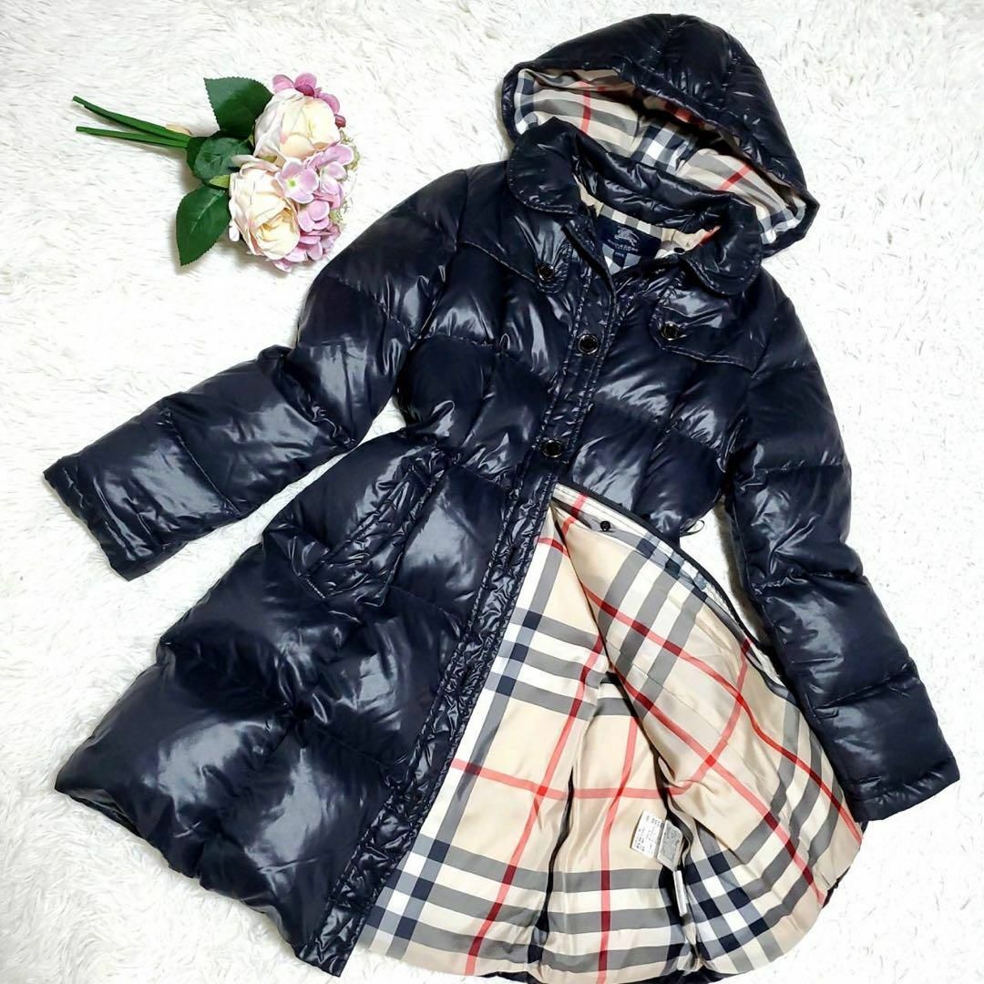 BURBERRY - 美品 バーバリーロンドン ダウンコート ノバチェック 黒 S