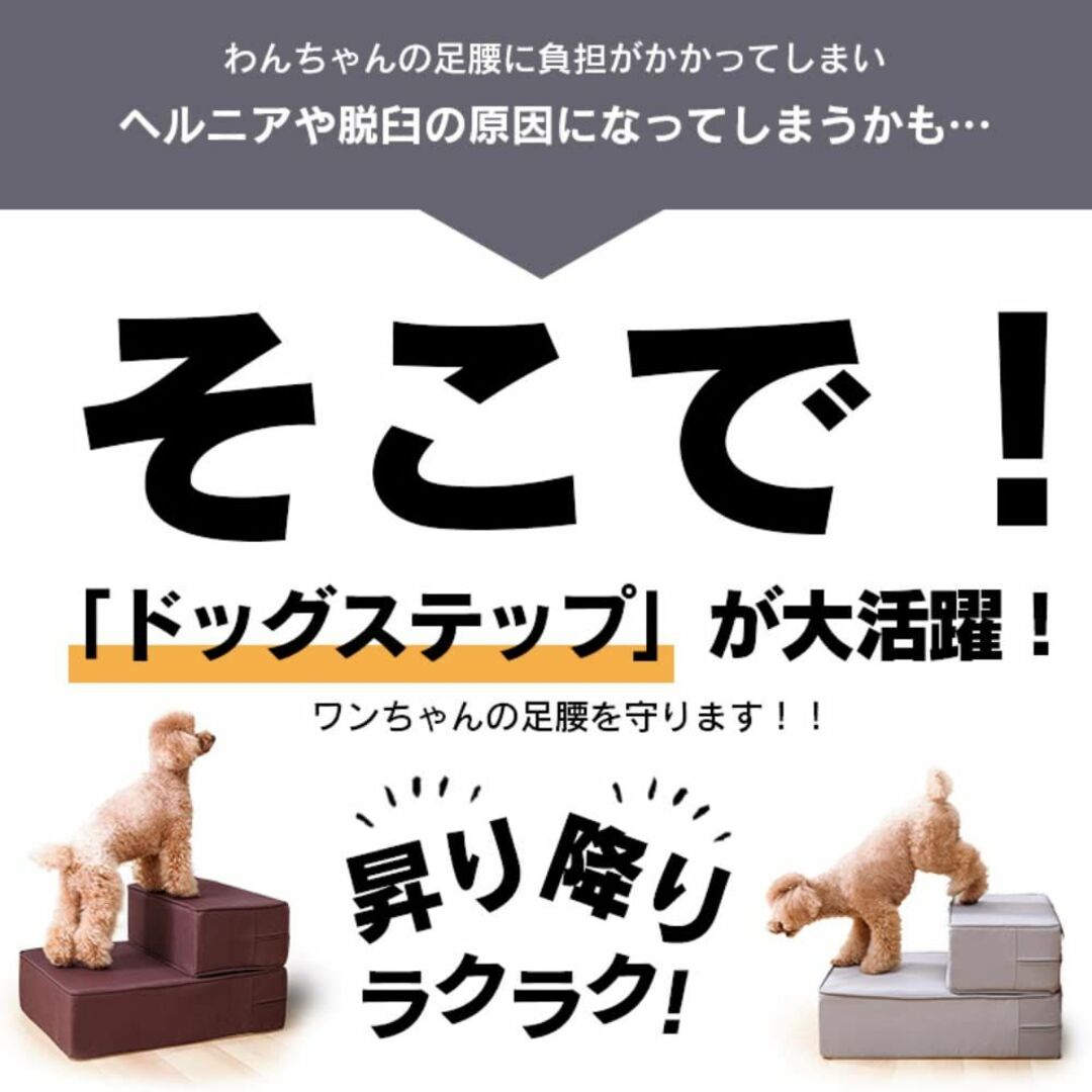 【色:ベージュ】アイリスプラザ ドッグステップ 犬用階段 踏み台 2段 ベージュ 2