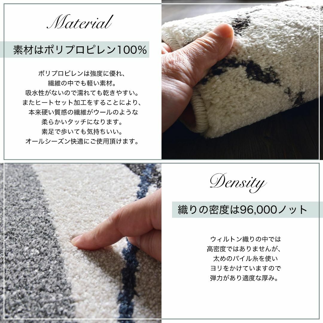 【色: ノルディック アイボリー】RUGS-FACTORY 玄関マット 室内 ウ