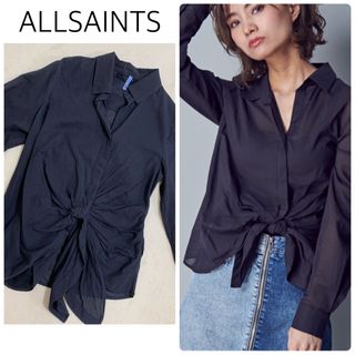 オールセインツ(All Saints)の【クリーニング済】ALLSAINTS SIRENA LS SHIRT 黒　XS(シャツ/ブラウス(長袖/七分))