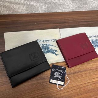 BURBERRY - BURBERRY 二つ折り財布 コインケース レザー ブラックの