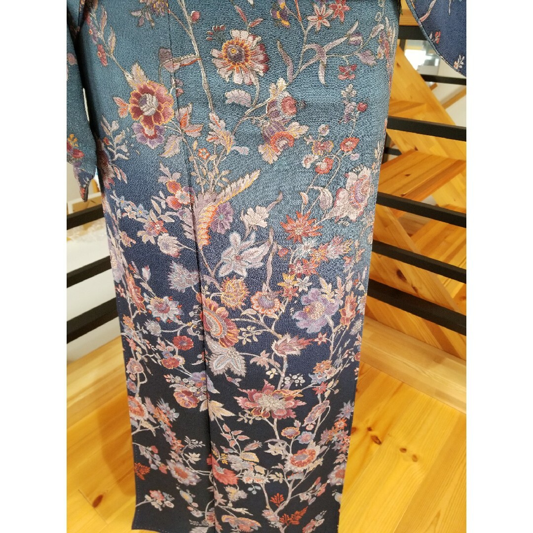 美品 総柄 縮緬 ちりめん エキゾチック 唐花 訪問着 正絹 - 着物