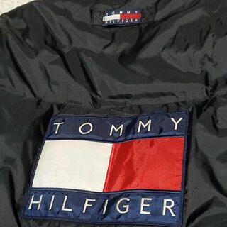 極美品 L トミーヒルフィガー  ダウン コート 背面ビッグロゴ   ロング　黒