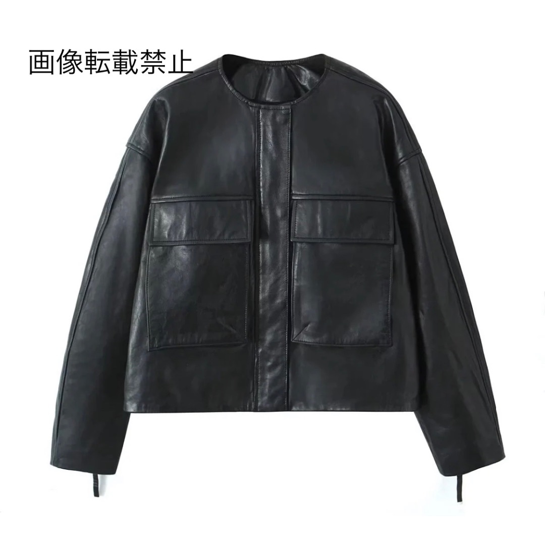 9月新作12302◆フェイクレザー PU ノーカラージャケット