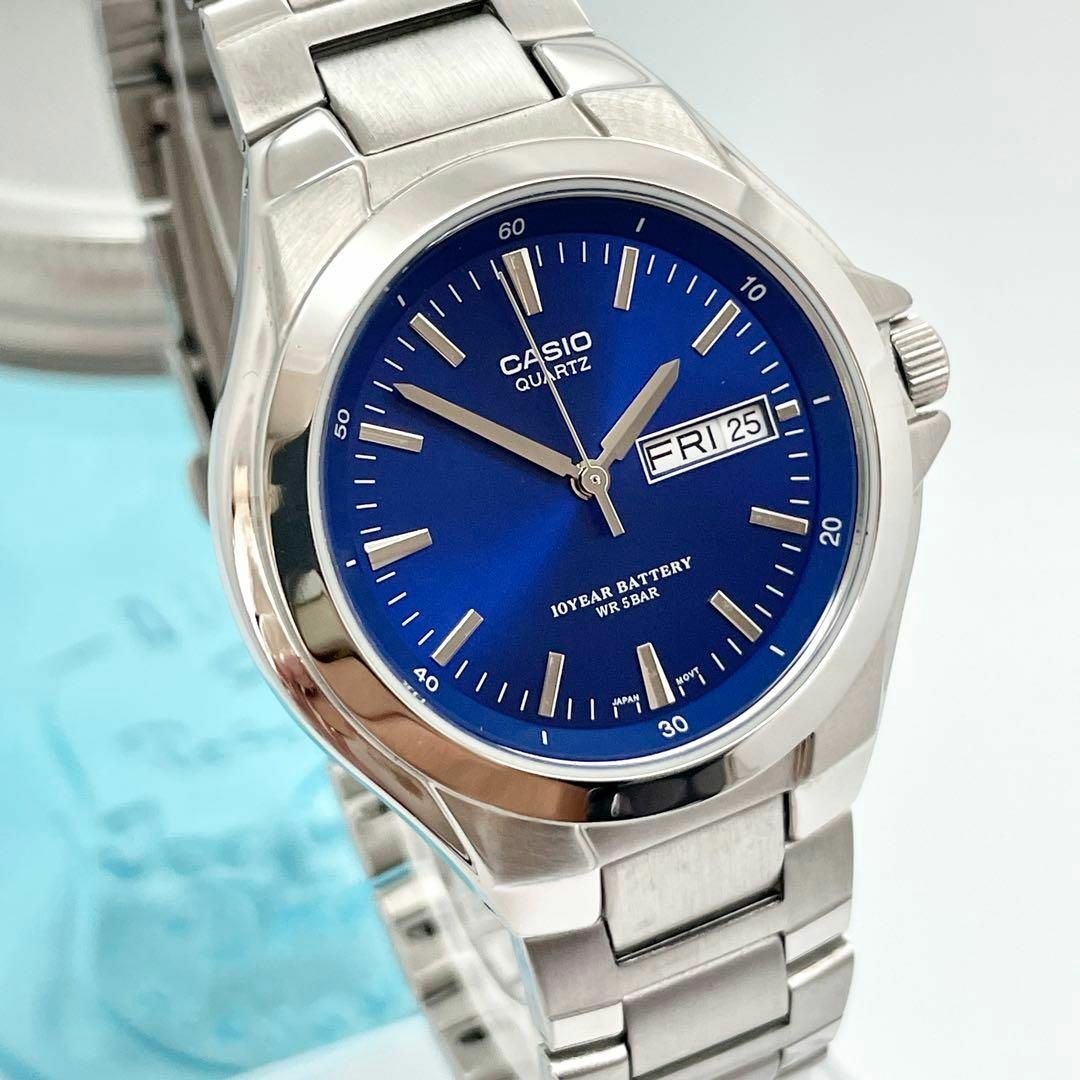 CASIO - 225【美品】CASIO カシオ時計 メンズ腕時計 ブルー デイデイト
