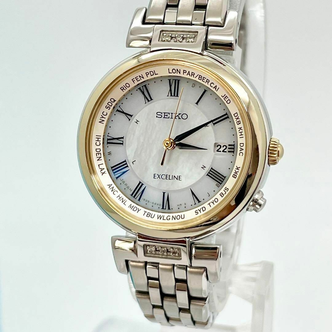543 SEIKO エクセリーヌ時計　電波ソーラー時計　レディース腕時計　ダイヤ レディースのファッション小物(腕時計)の商品写真