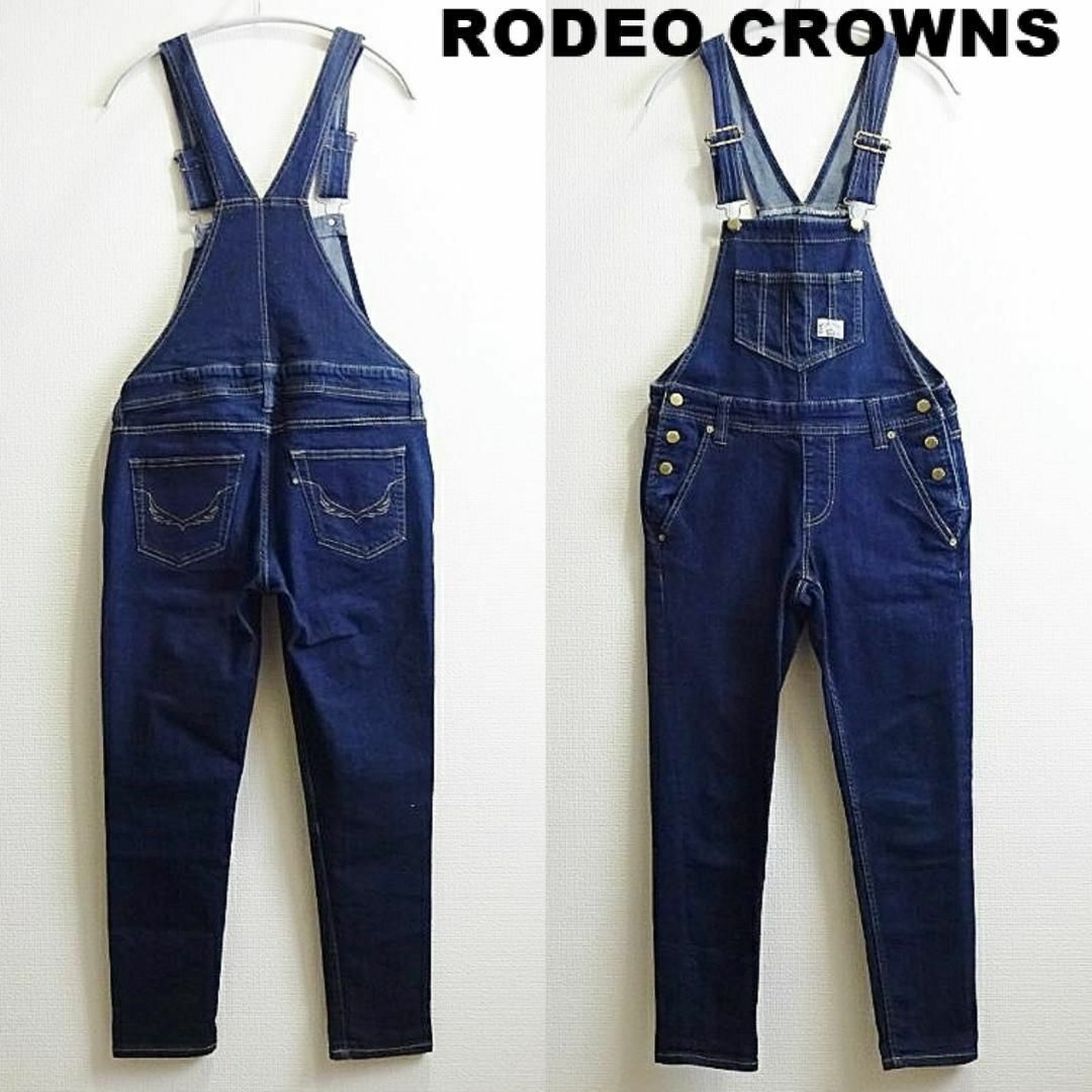 RODEO CROWNS(ロデオクラウンズ)のロデオクラウンズ　オーバーオール　【M】　ストレッチ　スキニー　サロペット　濃藍 レディースのパンツ(サロペット/オーバーオール)の商品写真