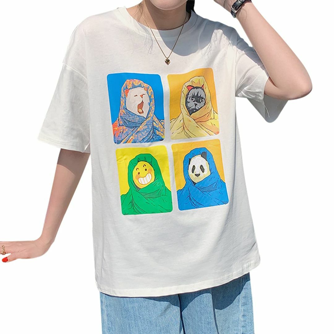 [DayaEmmoTQ] Tシャツ レディース カットソー プリント 半袖 クル