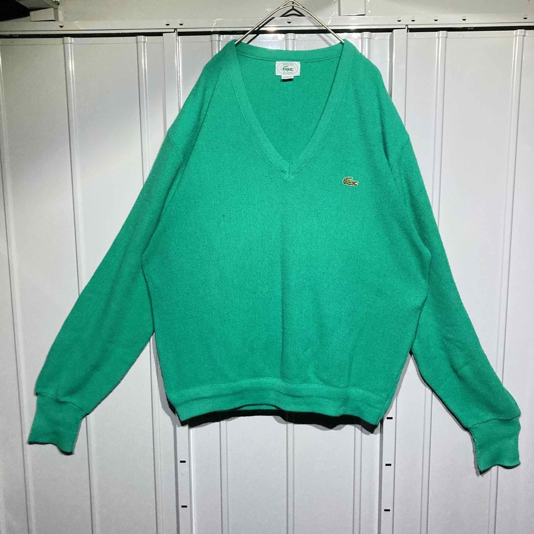 vintage/IZOD/LACOSTE/80s/アクリル/カーディガン/緑/L