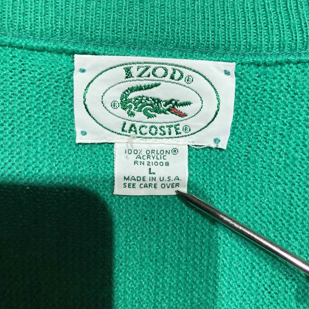 vintage/IZOD/LACOSTE/80s/アクリル/カーディガン/緑/L 4