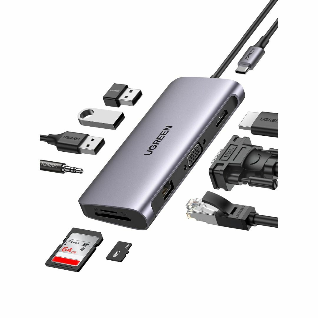 【2023最新】UGREEN USB C ハブ 10-in-1 USBハブ Ty