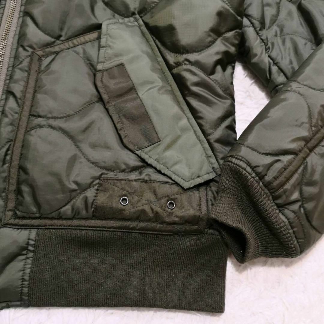 美品 3L アヴィレックス キルティング 背面ビッグロゴ ワッペン カーキ