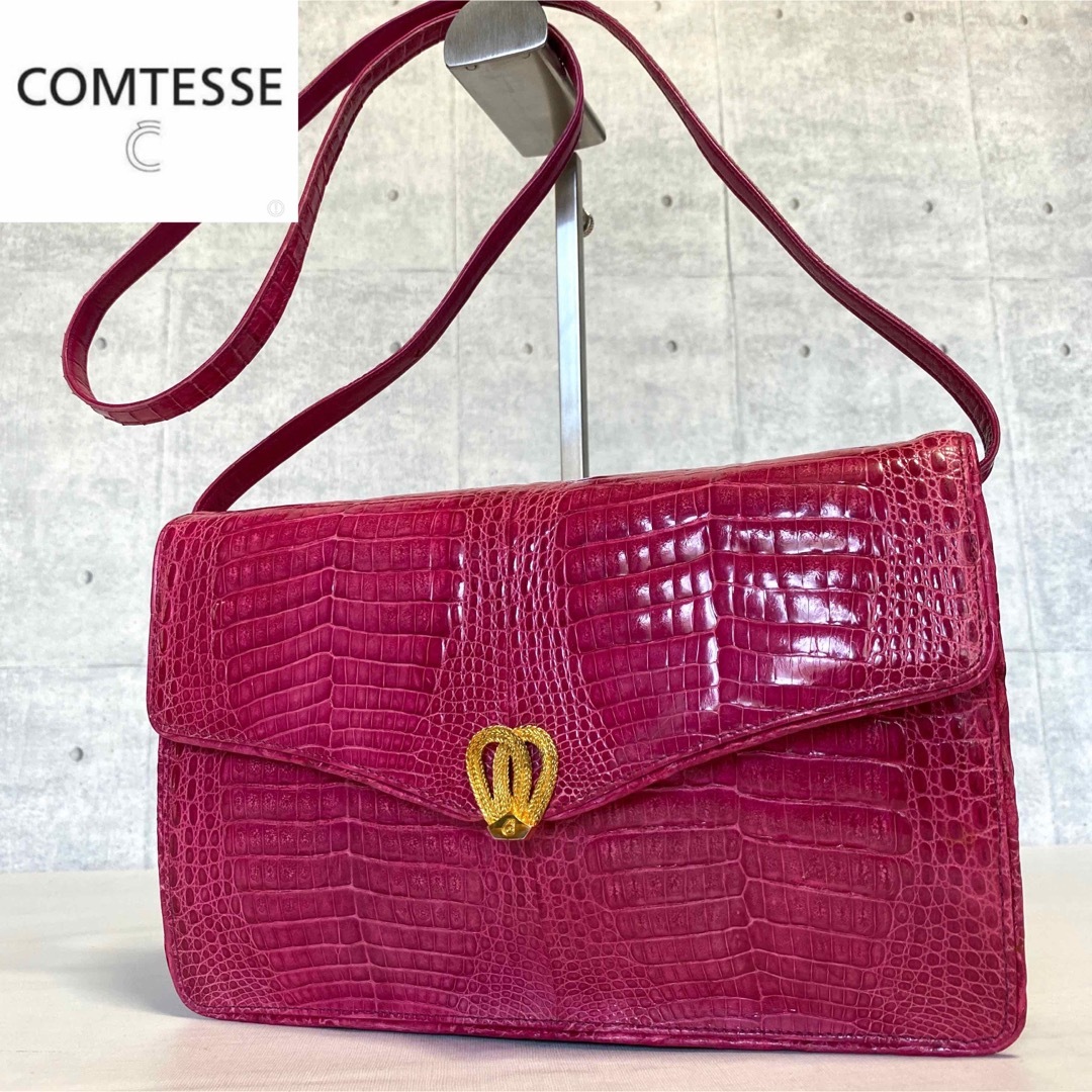 COMTESSE - 【美品】COMTESSE クロコダイル ピンク ゴールド金具