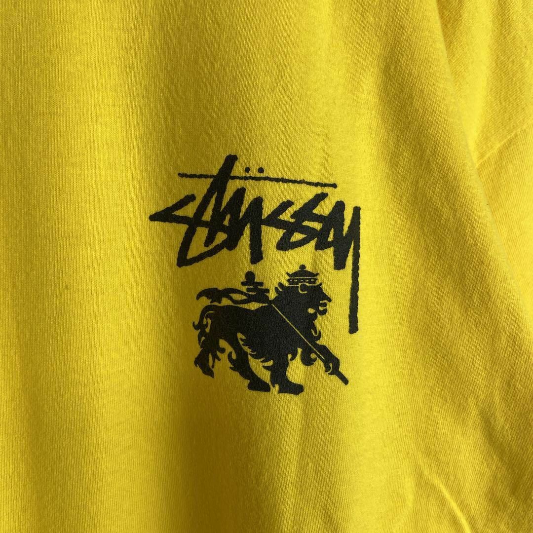 【ラスタライオン】stussyラスタカラーTシャツ古着バックプリント黄イエロー