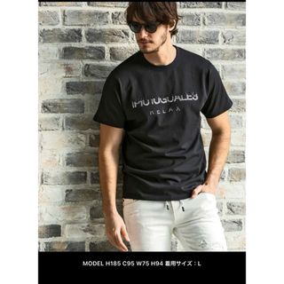 ウノピゥウノウグァーレトレ(1piu1uguale3)の1PIU1UGUALE3 RELAX ランダムラインストーン ロゴ半袖Tシャツ (Tシャツ/カットソー(半袖/袖なし))