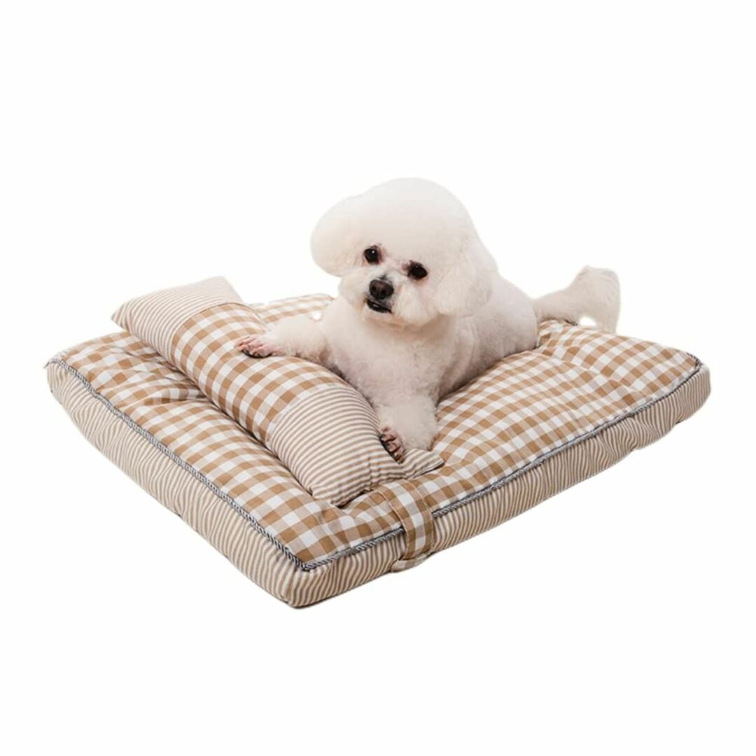 【サイズ:M_色:ベージュ】ペットベッド ふわふわ ベッドベット 犬 猫 角型