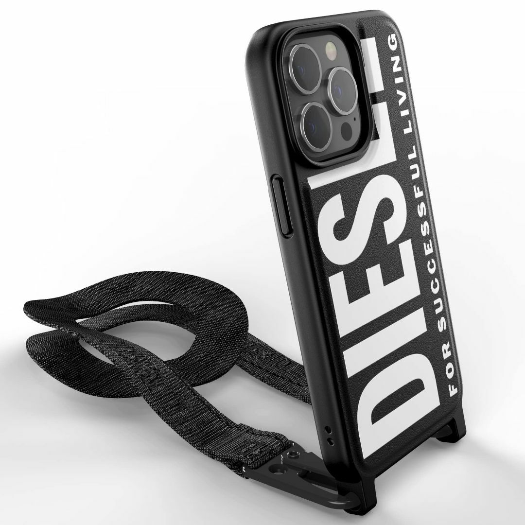 【色: ブラック/ホワイト】DIESEL iPhone13 Pro ネックストラ