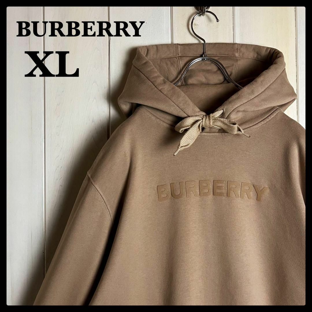 BURBERRY(バーバリー)の【希少XLサイズ】バーバリー☆センターロゴ入りパーカー ティッシ期 入手困難 メンズのトップス(パーカー)の商品写真