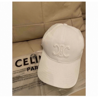 celine - セリーヌ　CELINE  帽子　キャップ　トリオンフ　刺繍　白　ホワイト　新品☆
