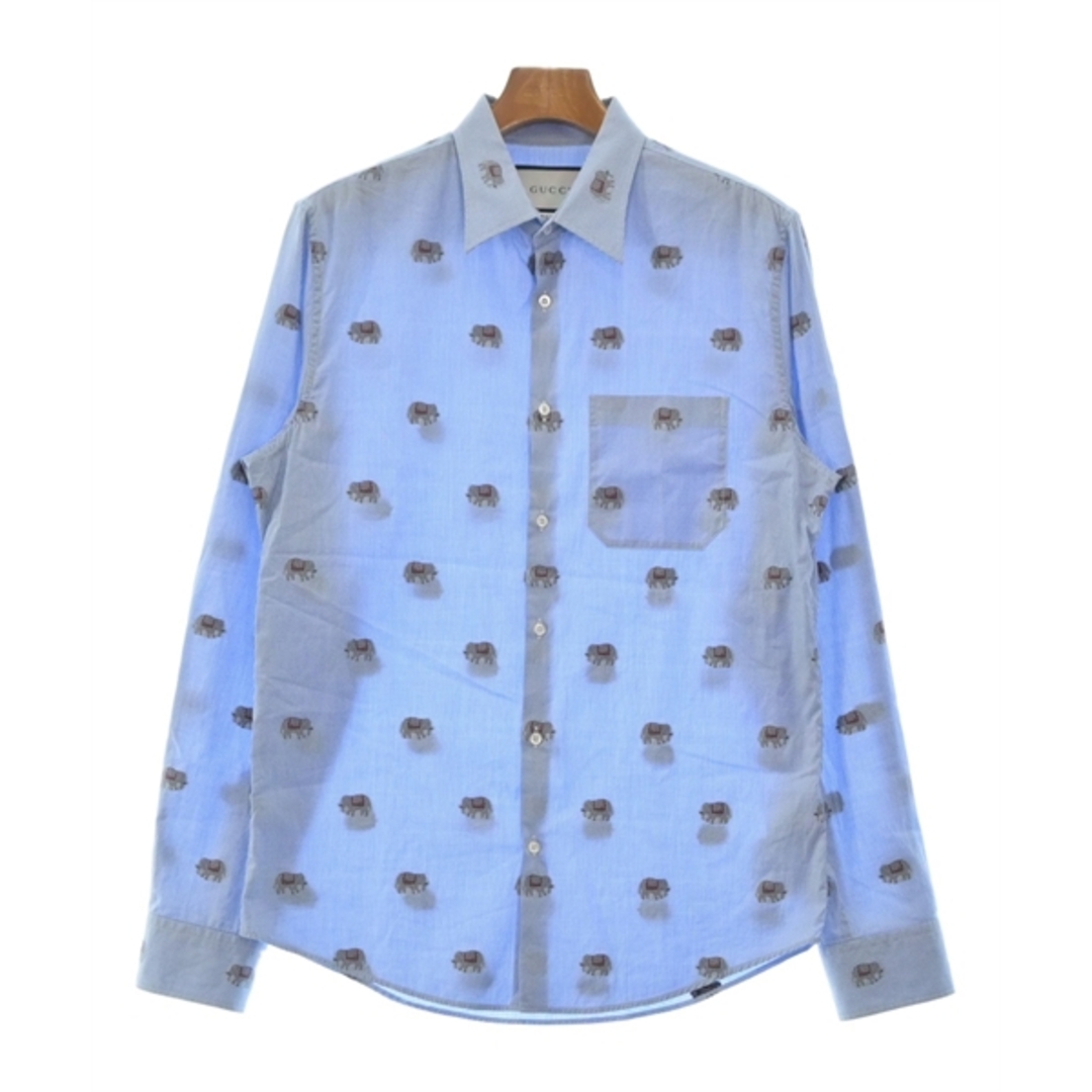 Gucci - GUCCI グッチ カジュアルシャツ 39(M位) 青xグレー等(総柄