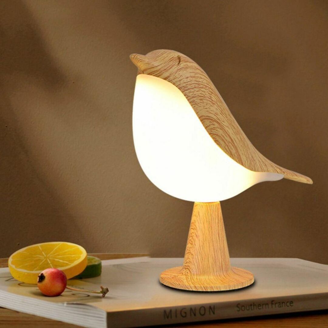 テーブルサイドランプ　授乳ライト　枕元ライト 木目　ベージュ　おしゃれ　鳥