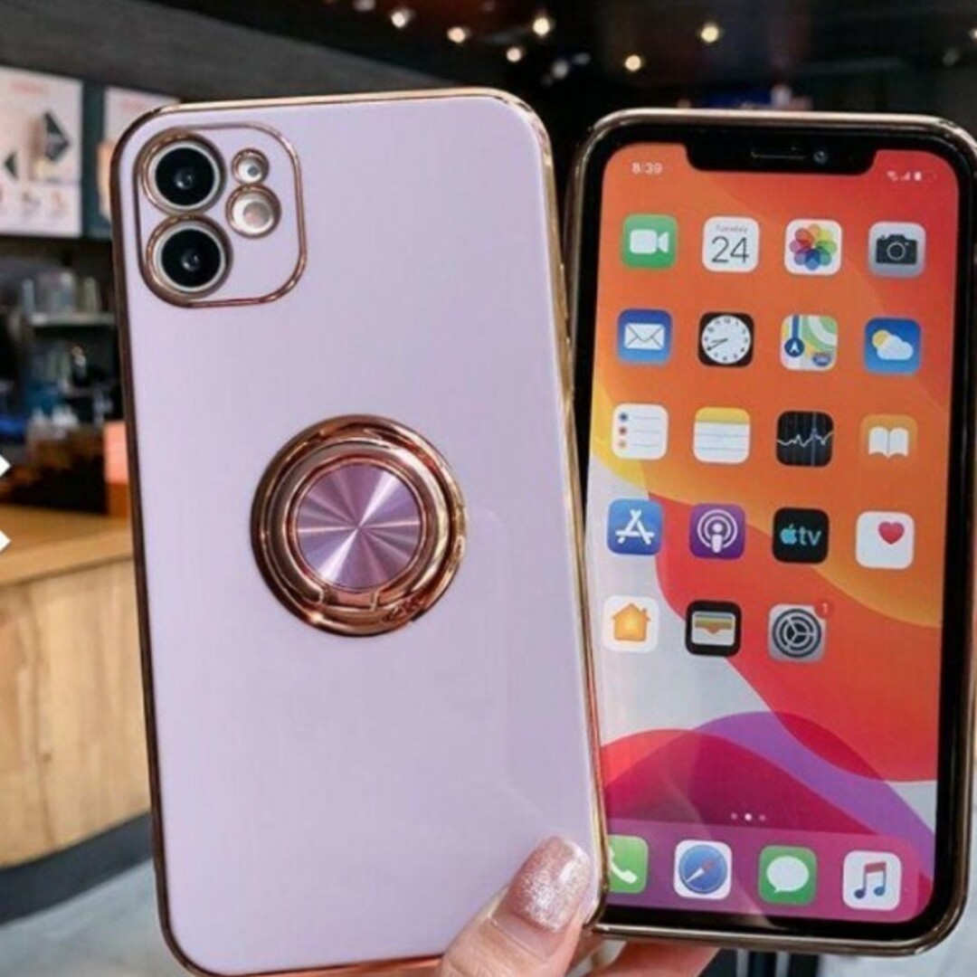最安値 iPhone13 パープル リング スマホカバー 韓国風の通販 by やす