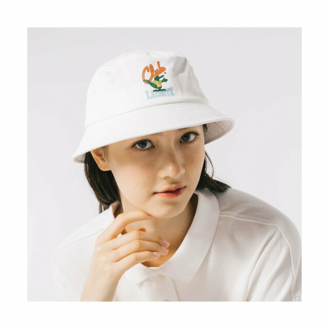 LACOSTE(ラコステ)の【ホワイト】【57.0cm】ショートブリムグラフィカルプリントバケットハット メンズの帽子(ハット)の商品写真