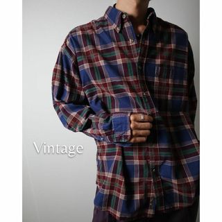 アートヴィンテージ(ART VINTAGE)の【vintage】タータンチェック コーデュロイ ボタンダウン 長袖シャツ XL(シャツ)