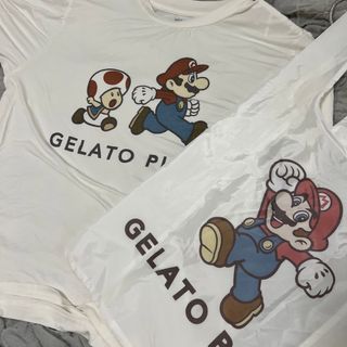 ジェラートピケ(gelato pique)のジェラピケ　マリオ　tシャツ　エコバック(Tシャツ(半袖/袖なし))