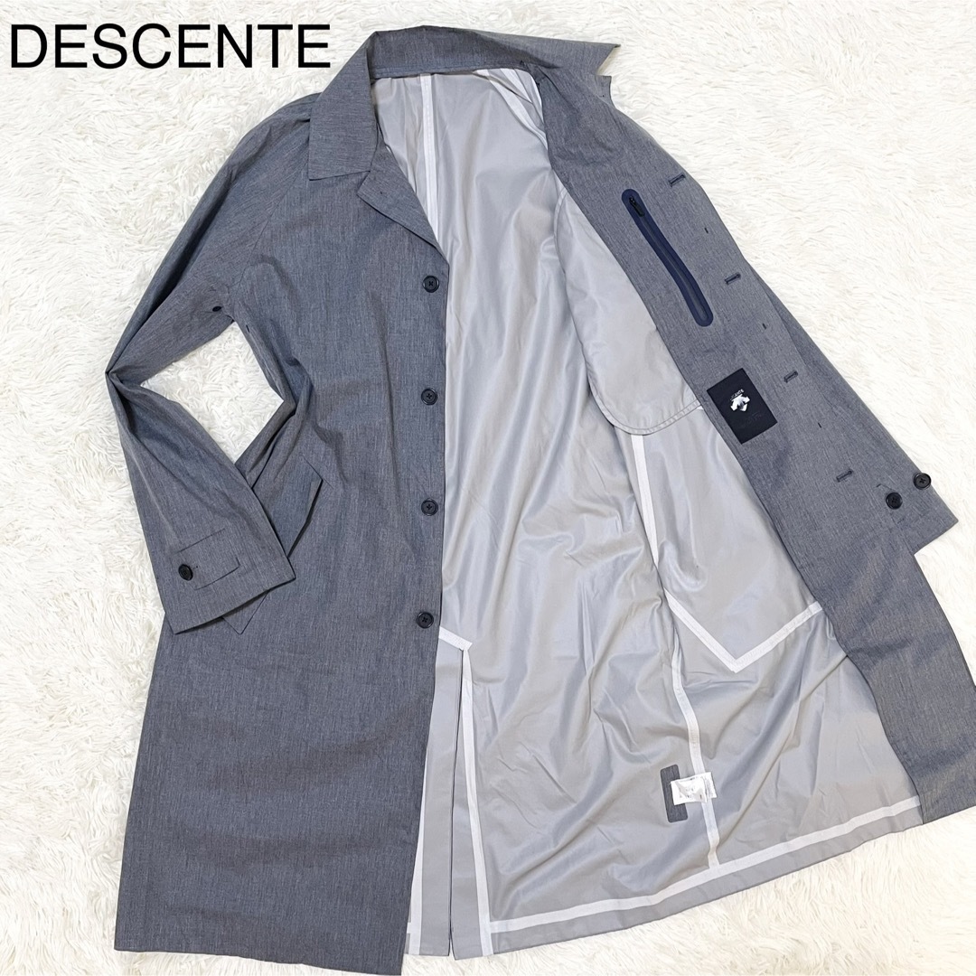 DESCENTE【美品】ステンカラーコート L グレー ビジネス 通勤 メンズ