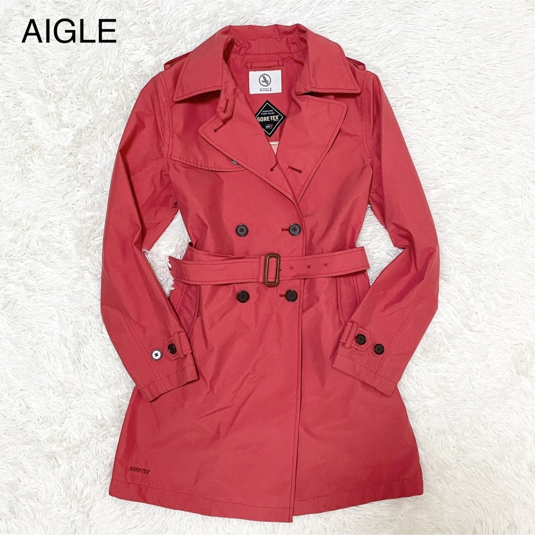 AIGLE - AIGLE【GORE-TEX 美品】トレンチコート M 赤系 ビジネス 通勤