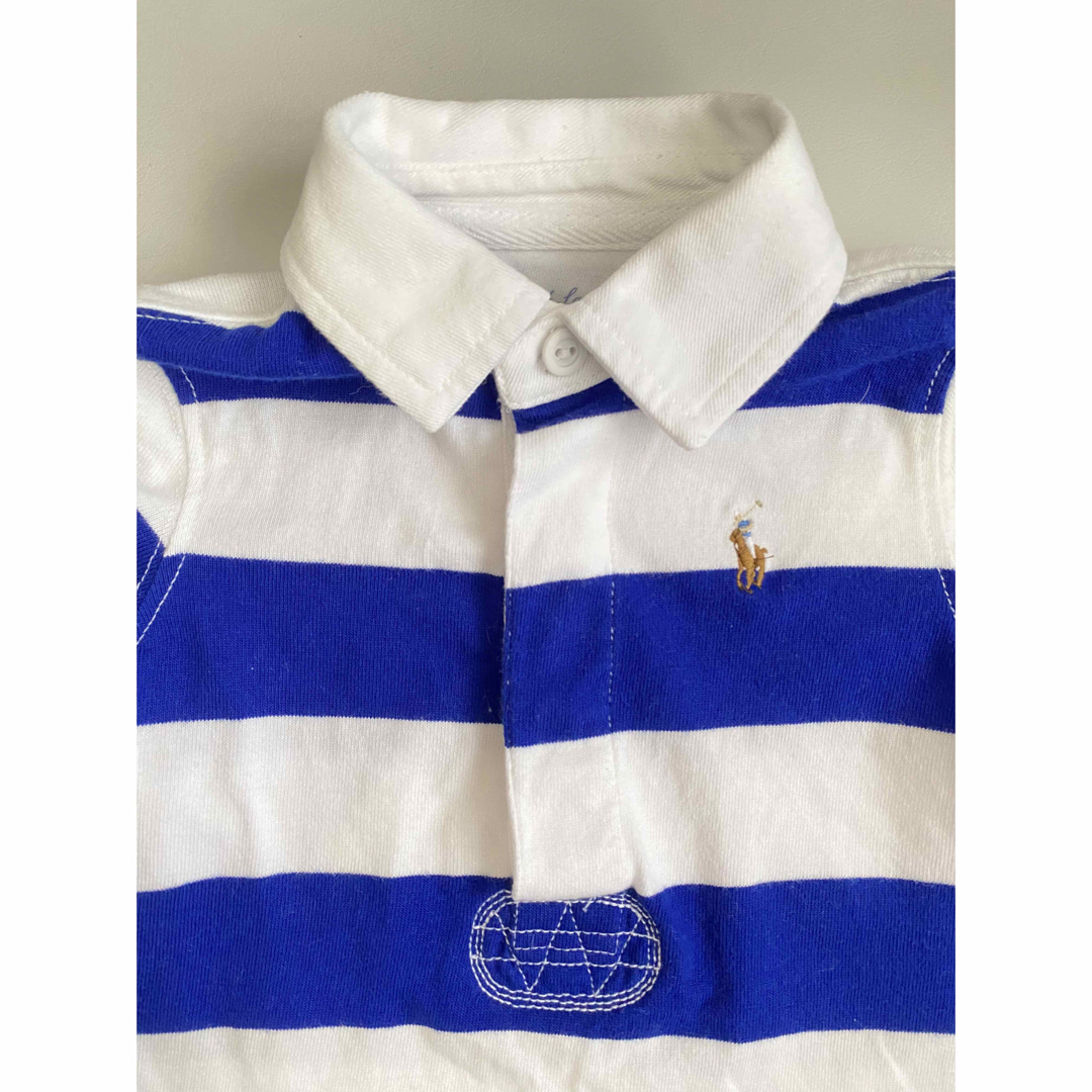 Ralph Lauren(ラルフローレン)のRalph Lauren  ストライプド コットン ラグビー ショートオール キッズ/ベビー/マタニティのベビー服(~85cm)(ロンパース)の商品写真