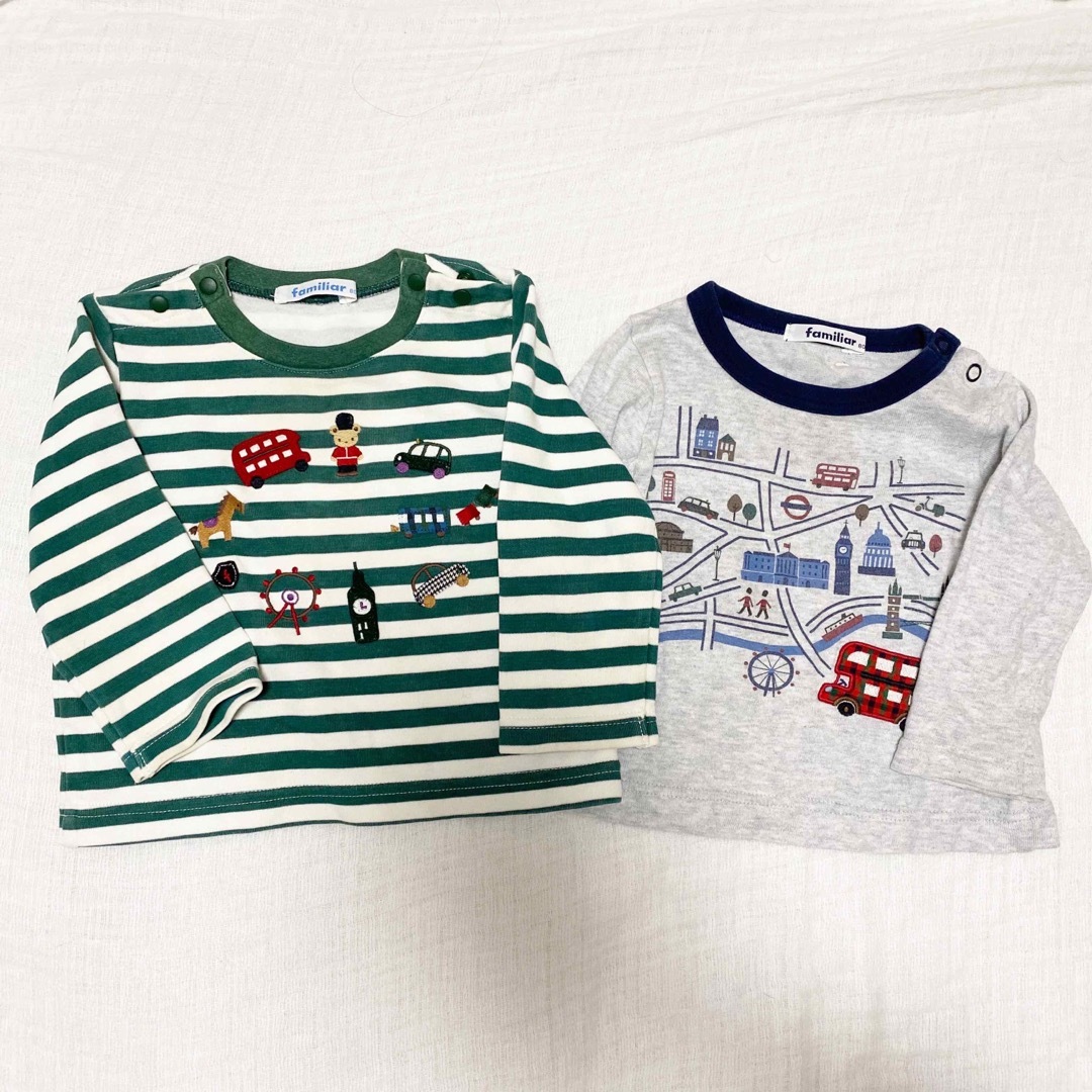 familiar(ファミリア)のfamiliar 長袖Tシャツ　80 セット キッズ/ベビー/マタニティのベビー服(~85cm)(Ｔシャツ)の商品写真