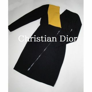 クリスチャンディオール(Christian Dior)の【正規品】◆Miss Dior◆ ブラック × イエロー ニット ワンピース(ひざ丈ワンピース)