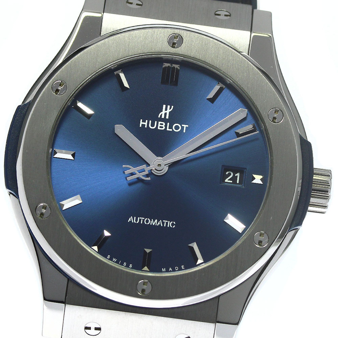 ウブロ HUBLOT 542.NX.7170.LR クラシックフュージョン チタニウム デイト 自動巻き メンズ 美品 保証書付き_755138僅かな擦り傷ベルトブレスレット