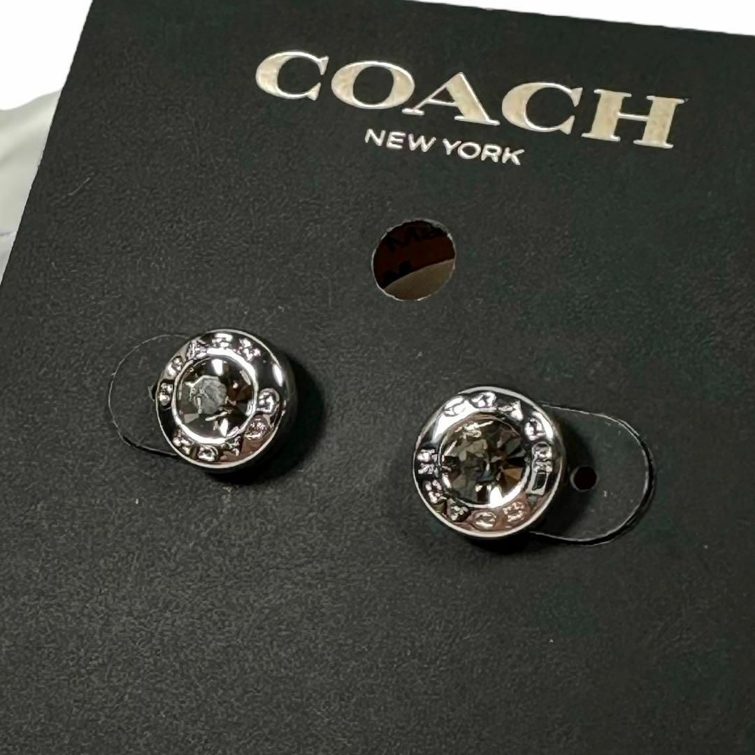 新品　COACH オープンサークル カットストーン シルバー ピアス