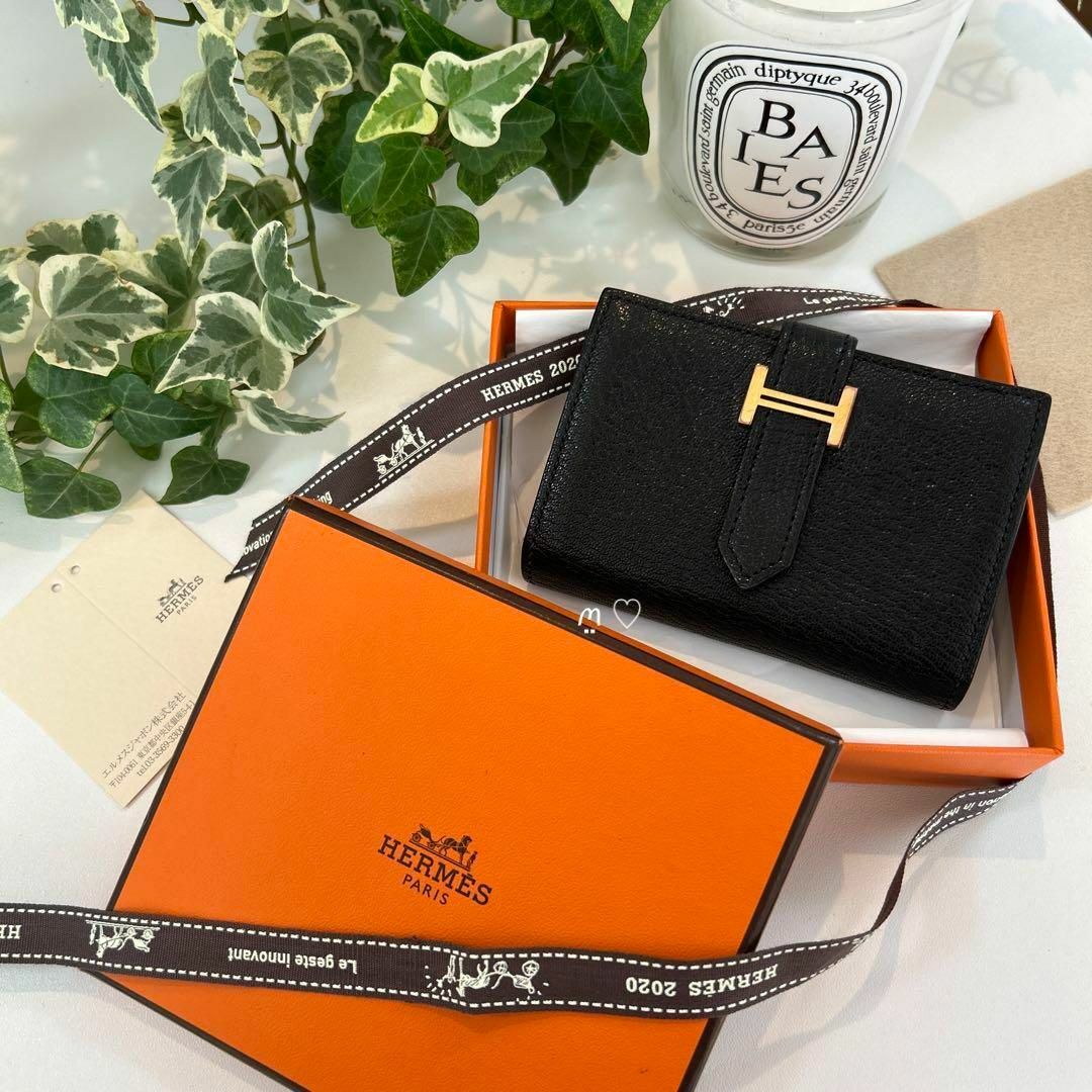 Hermes - HERMES エルメス ベアンミニ ブラック 黒 ゴールド金具