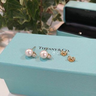 ティファニー(Tiffany & Co.)のティファニー　シグネチャーパールダイヤモンドピアス　Ꮶ18ゴールド　あこや真珠(ピアス)