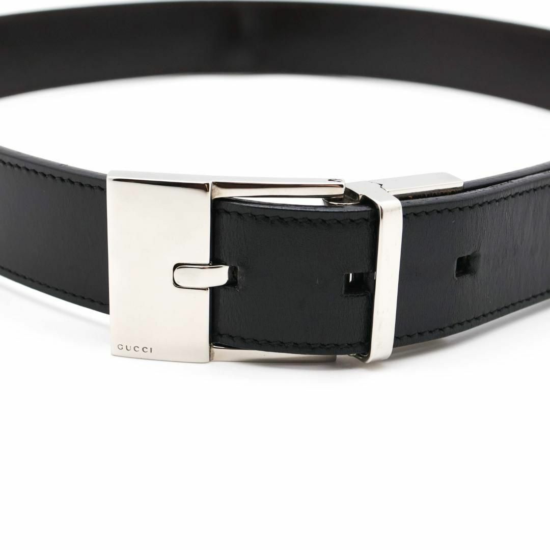 希少》GUCCI ベルト シルバー リバーシブル レザー シンプル ビジネスf-