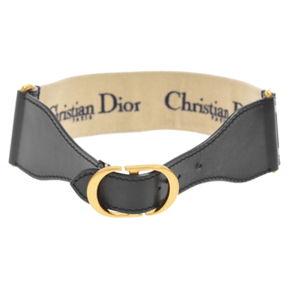 クリスチャンディオール(Christian Dior)のChristian Dior クリスチャンディオール エンブロイダリー キャンバス ロゴバックル ベルト B0003CBTE-M928 ネイビー/ベージュ レディース(ベルト)