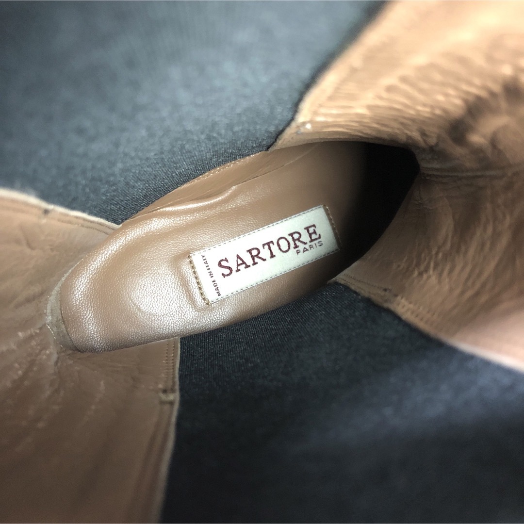 SARTORE - 37 SARTORE サイドゴア チェルシー ショート ブーツ 黒 厚底