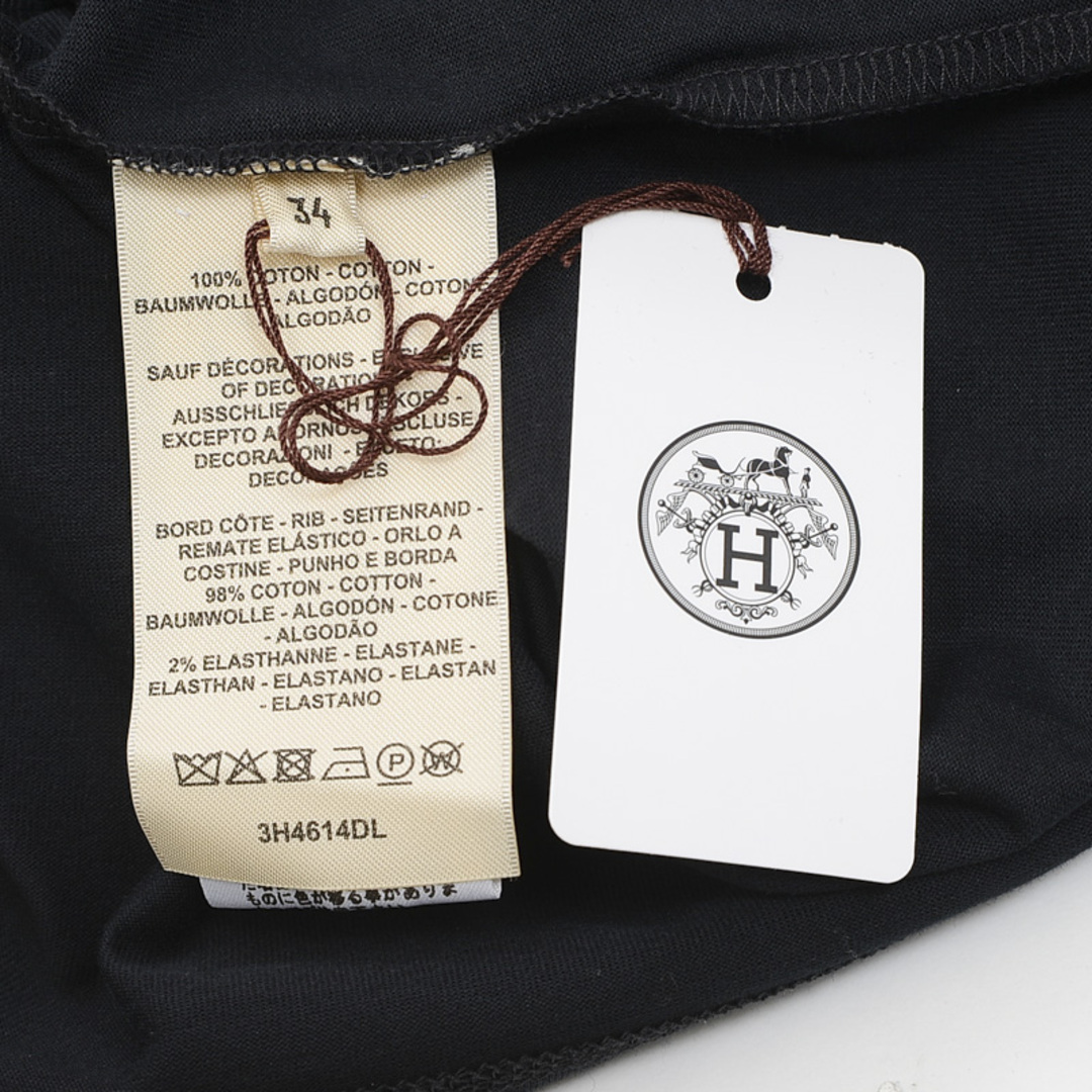 Hermes - エルメス 半袖 Tシャツ 刺繍Hロゴポケット コットン ブラック