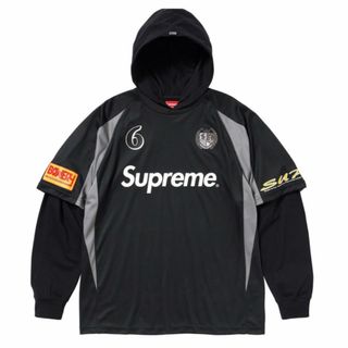 シュプリーム(Supreme)のSupreme Hooded Soccer Jersey Black Lサイズ(Tシャツ/カットソー(七分/長袖))