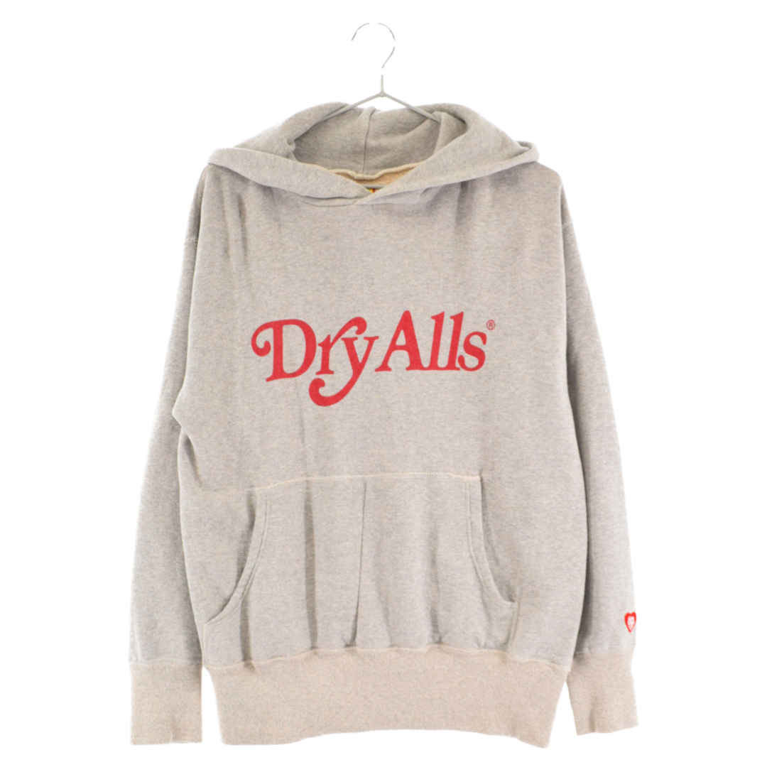 HUMAN MADE ヒューマンメイド DRY ALLS HOODED レタリングプリントスウェットプルオーバーパーカー グレー