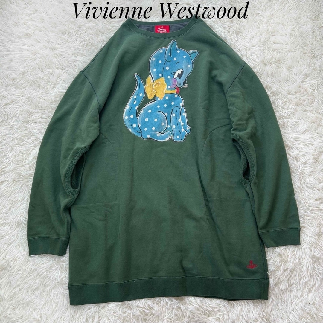 【美品】Vivienne Westwood 猫 トレーナーワンピース グリーン | フリマアプリ ラクマ