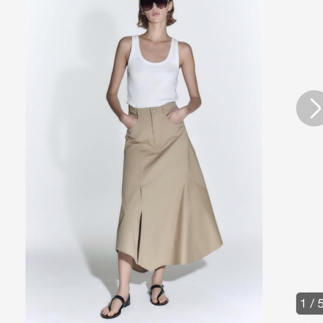 ZARA(ザラ)のZara ザラ　アシンメトリーギャバジンスカート レディースのスカート(ロングスカート)の商品写真