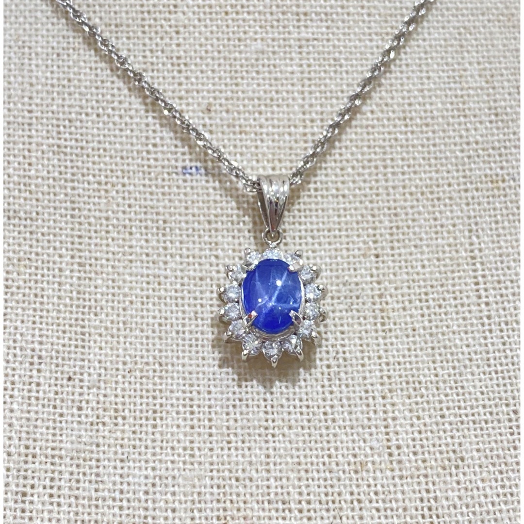 極美品　プラチナ スターサファイヤ ダイヤ　ネックレス S2.0ct 7.1g