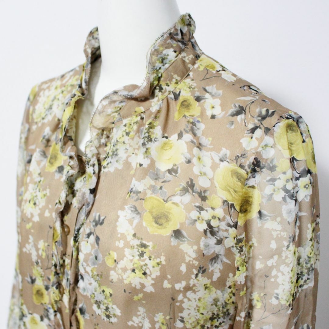leilian - 新品 訳 レリアン シルク100％ フリル 花柄ブラウス