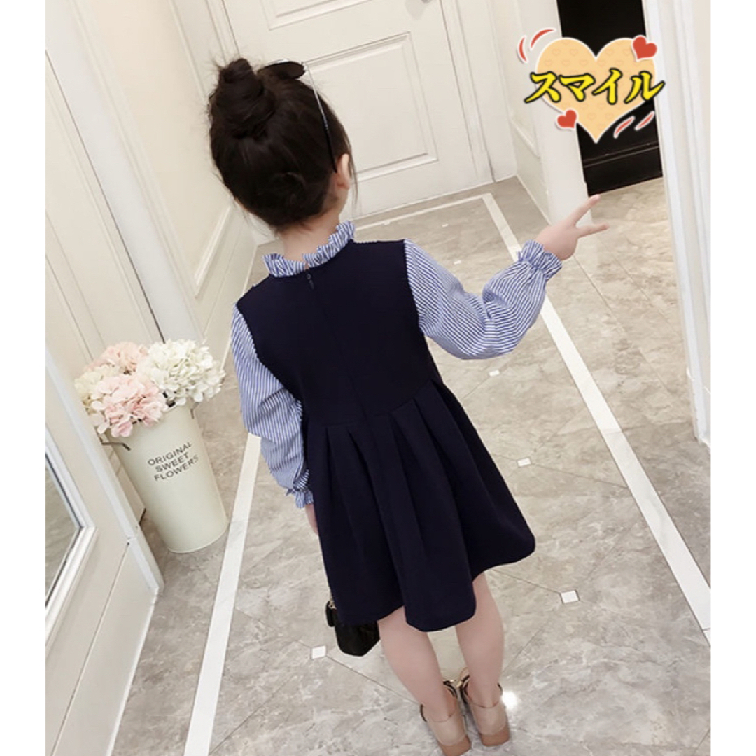 キッズワンピース　フリル  リボン　入園式　キッズ女の子服120 キッズ/ベビー/マタニティのキッズ服女の子用(90cm~)(ワンピース)の商品写真